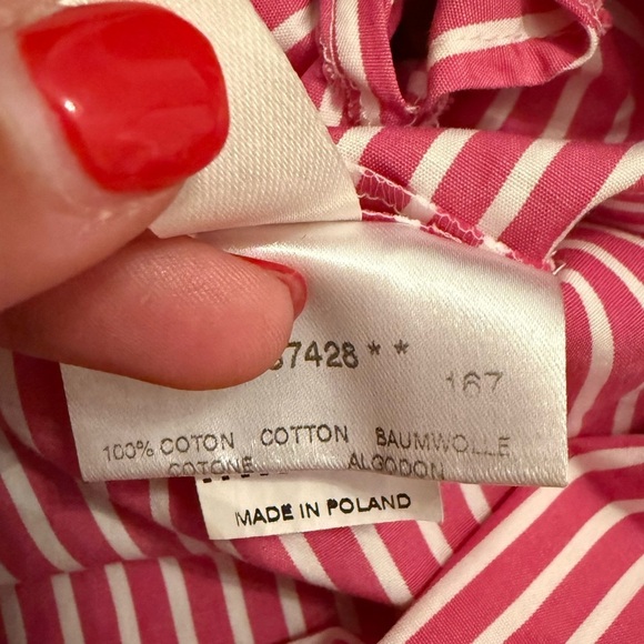 Weill Paris Pink & White Stripe Cotton Tie Front Top Size 4 Made in Poland - Picture 4 of 6
